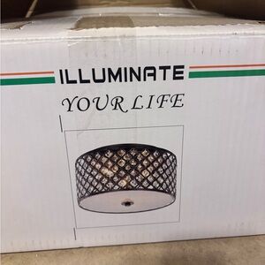 Black Crystal Drum Ceiling Light